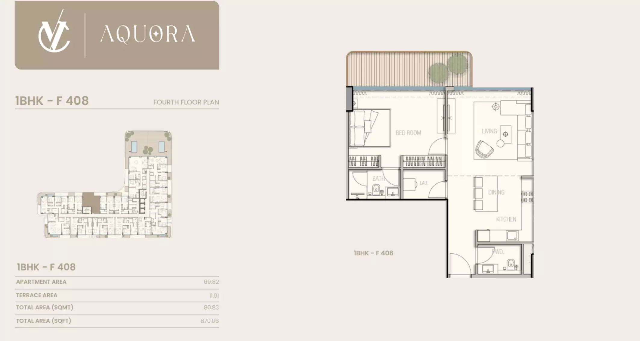 typeSize floor plan for Aquora