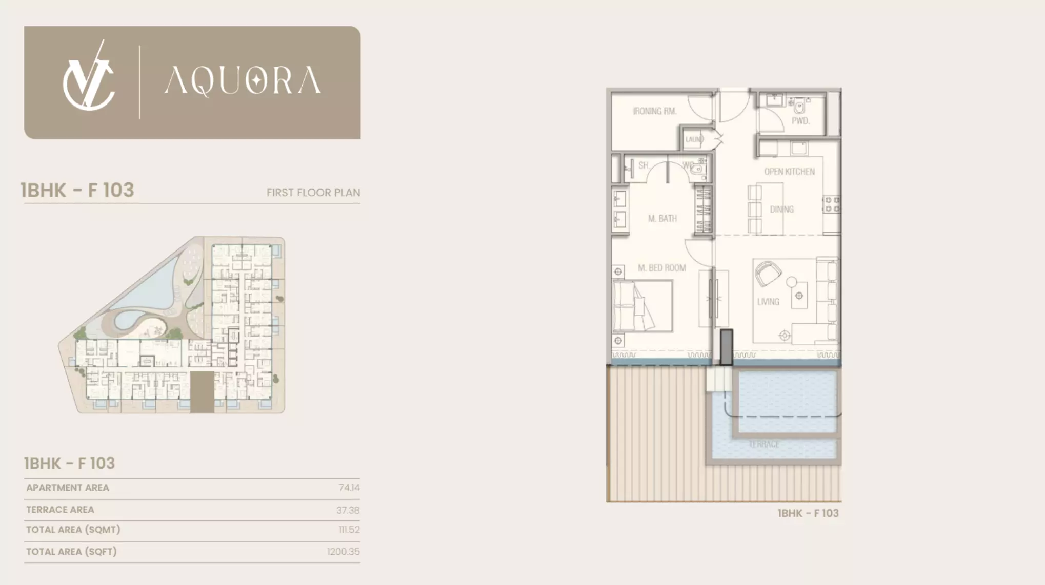 typeSize floor plan for Aquora