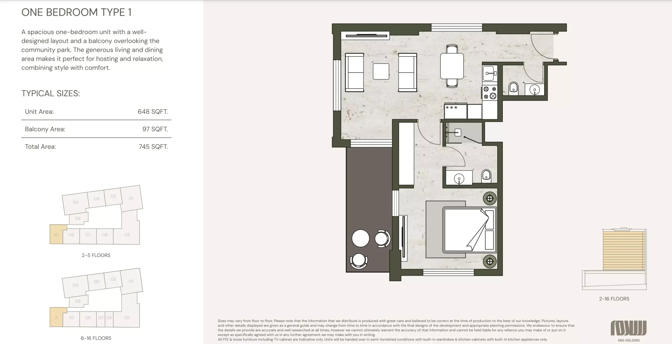 typeSize floor plan for Aria Heights
