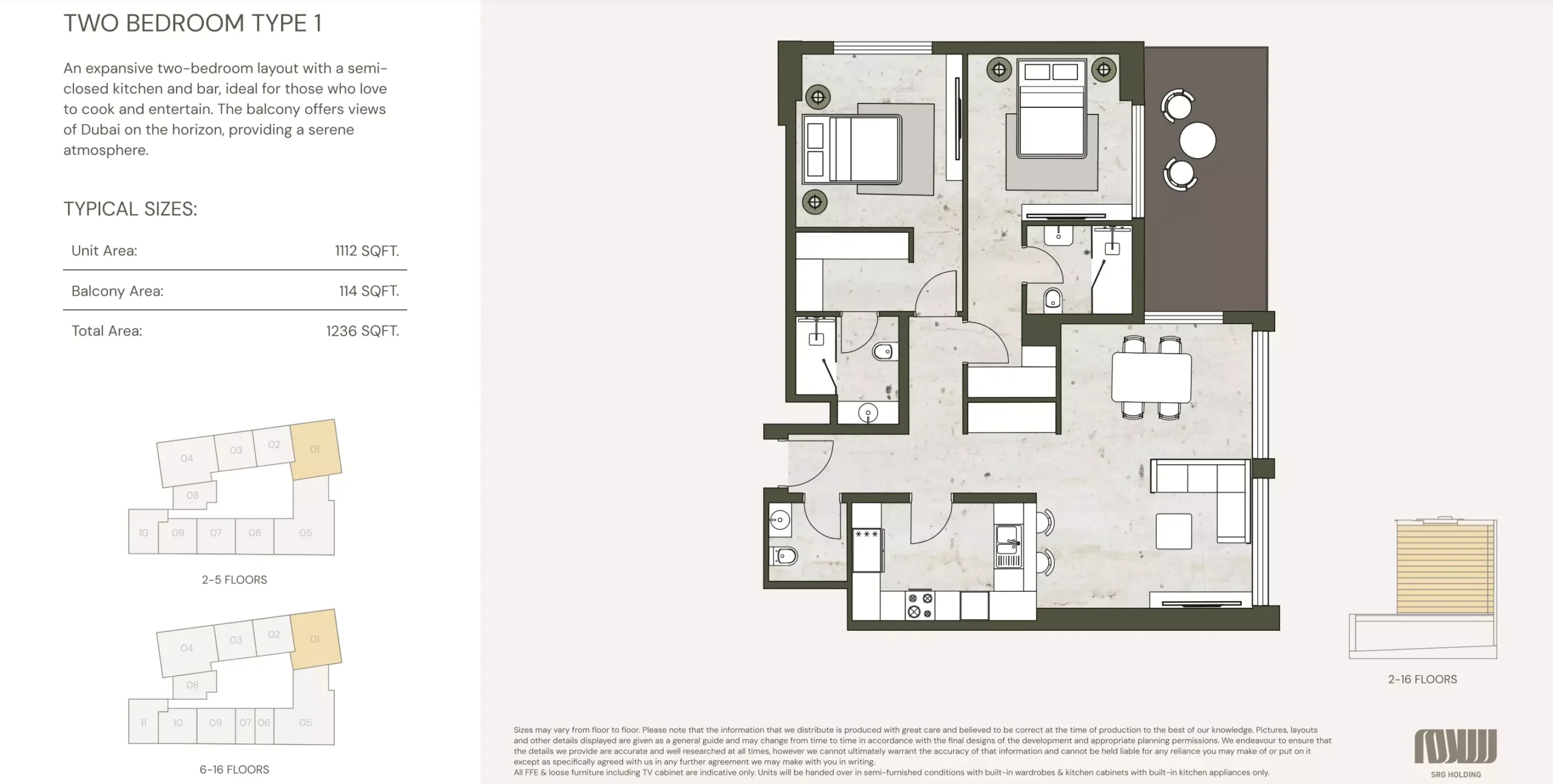 typeSize floor plan for Aria Heights