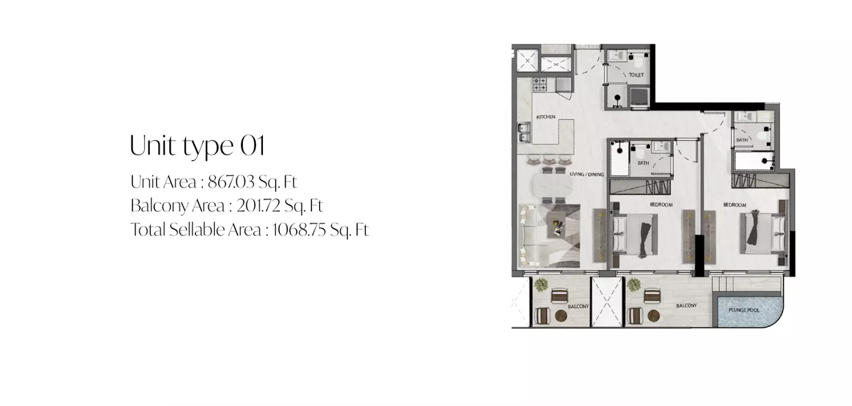 typeSize floor plan for Avana Residences