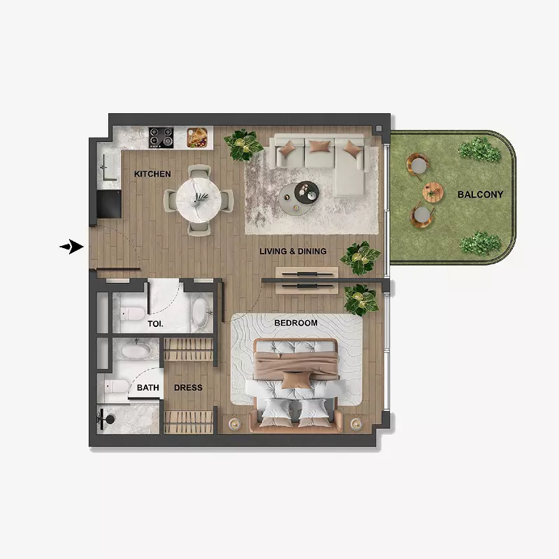 typeSize floor plan for Blue Marina Residence
