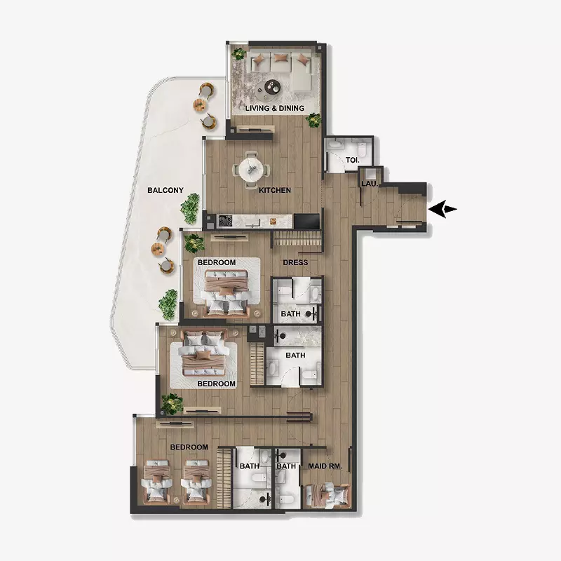 typeSize floor plan for Blue Marina Residence