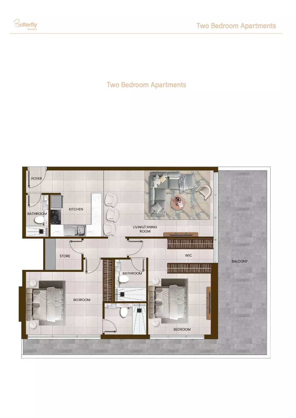 typeSize floor plan for Butterfly Towers