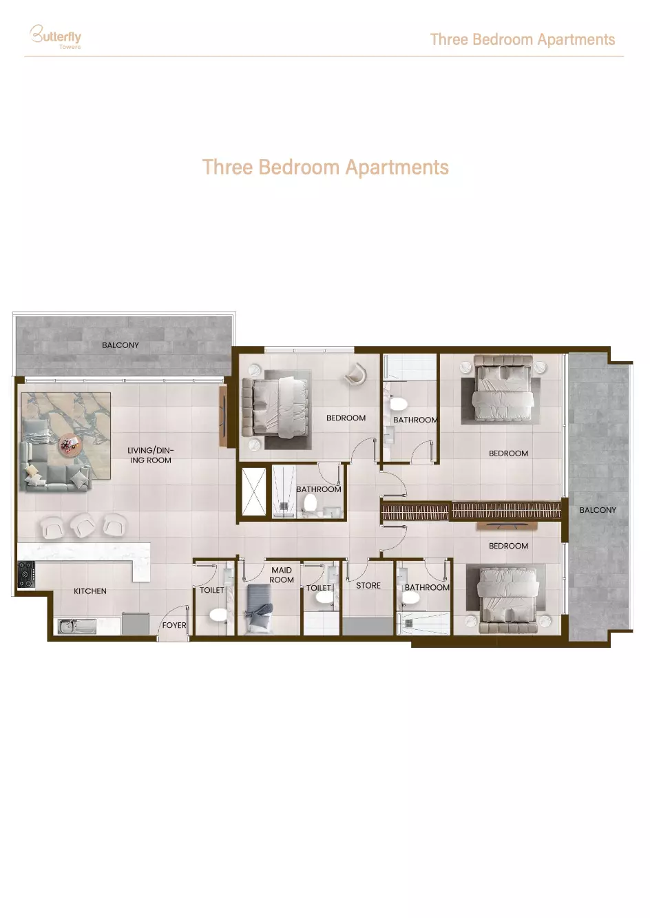 typeSize floor plan for Butterfly Towers