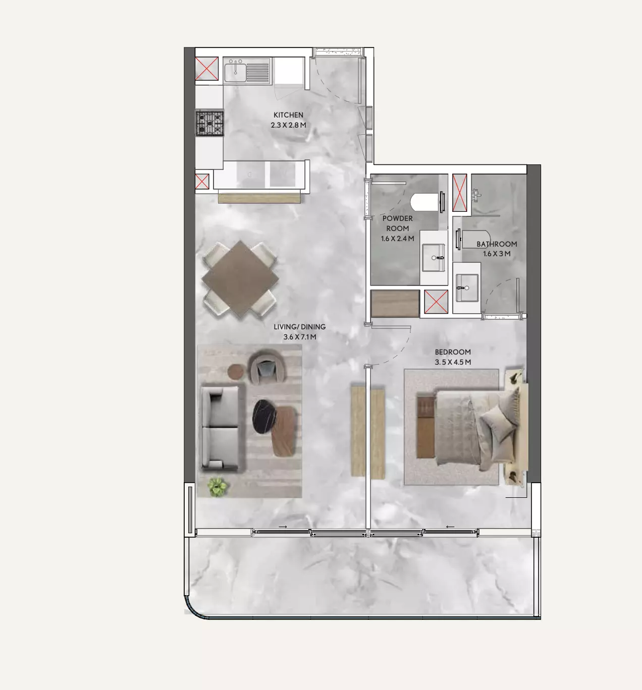 typeSize floor plan for California Residences