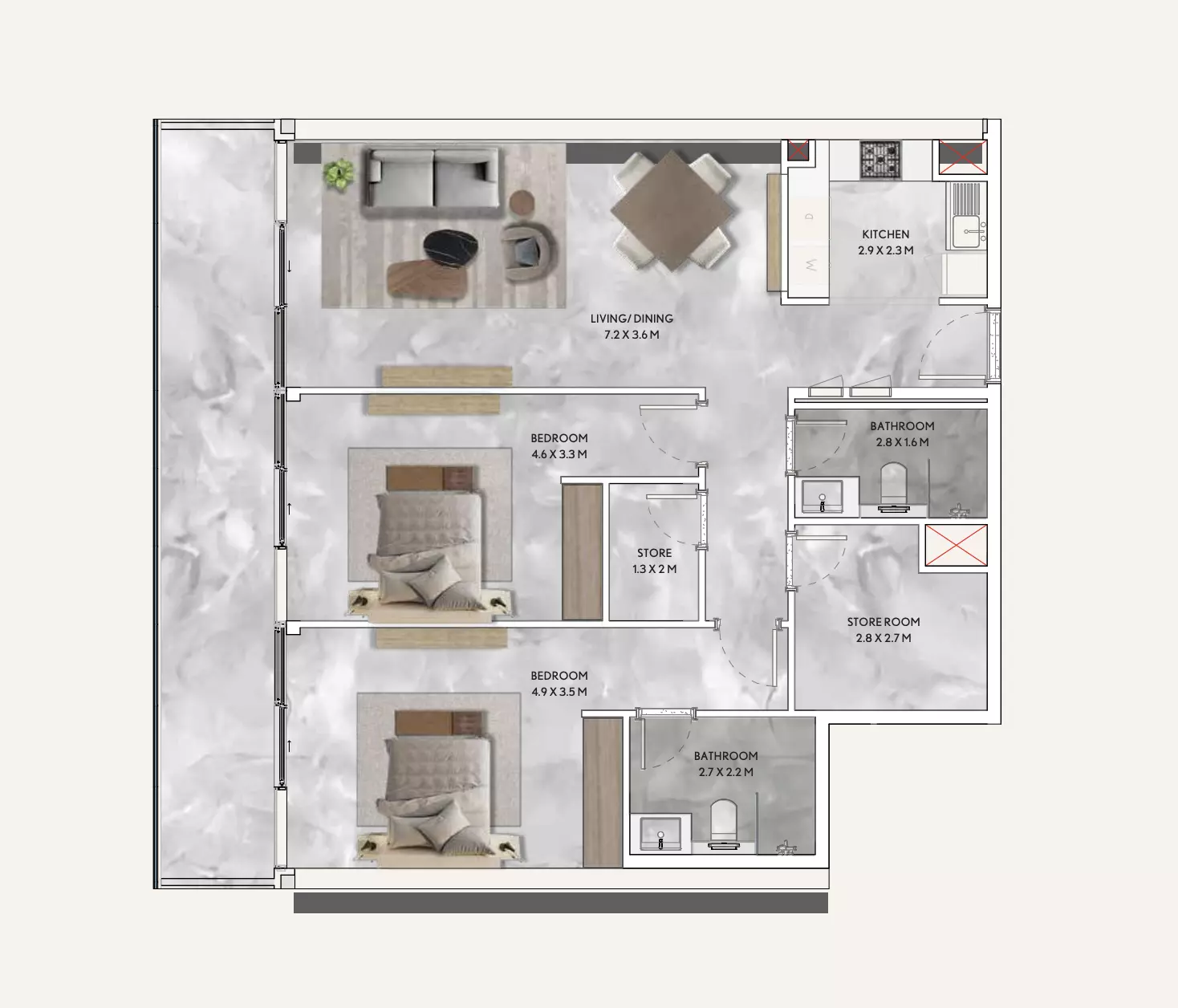 typeSize floor plan for California Residences