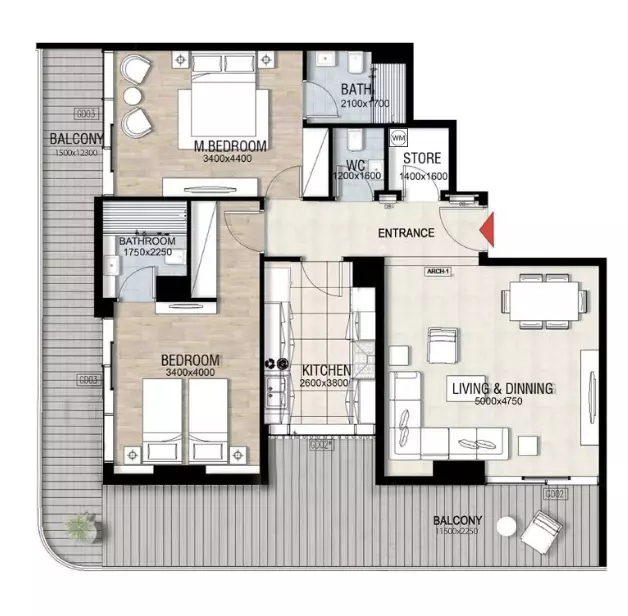 typeSize floor plan for Confident Preston