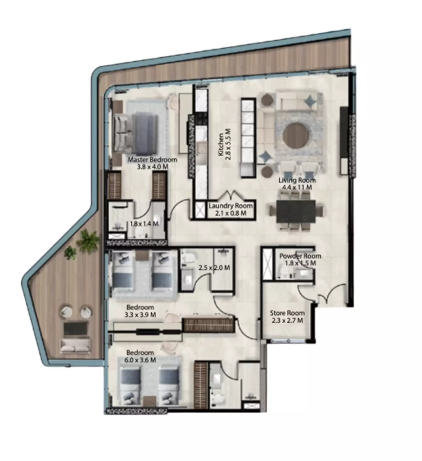 typeSize floor plan for Cresswell Views