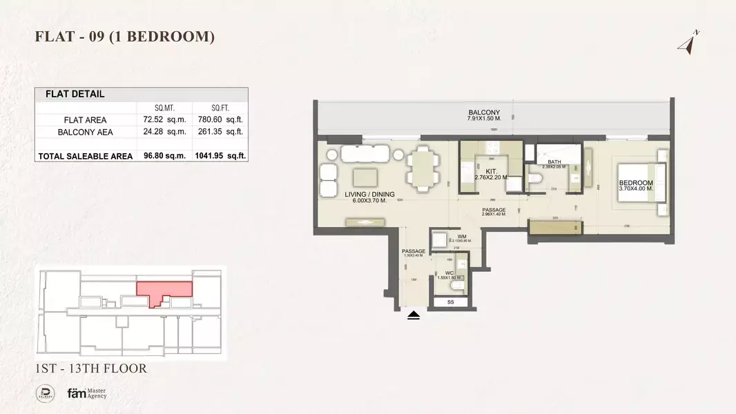 typeSize floor plan for Dalmore Tower