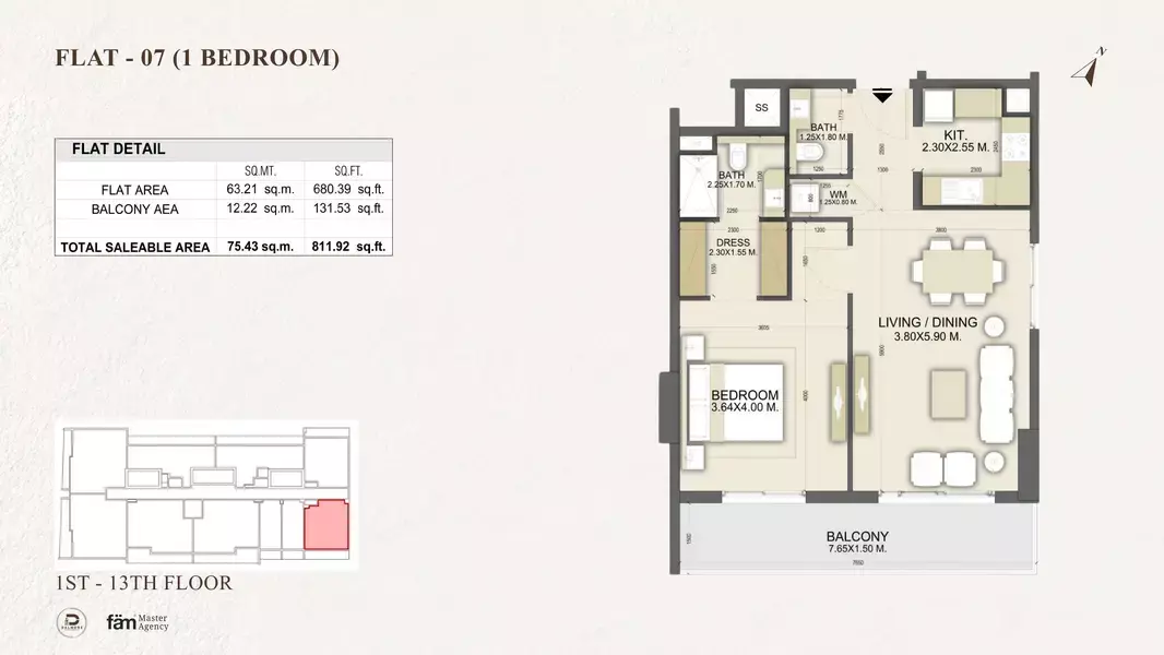 typeSize floor plan for Dalmore Tower
