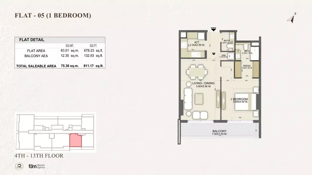typeSize floor plan for Dalmore Tower