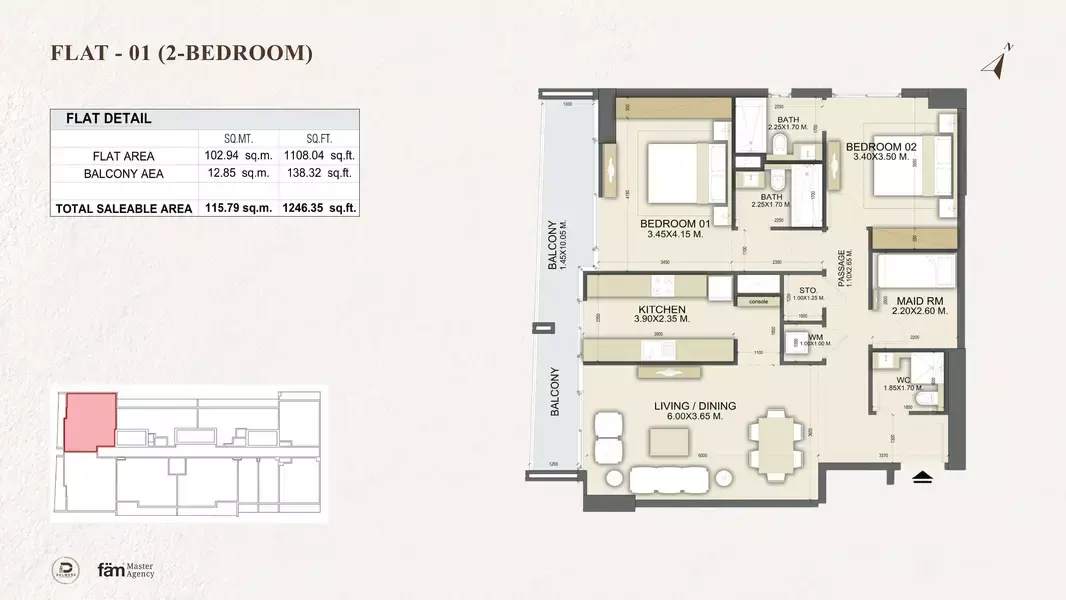typeSize floor plan for Dalmore Tower