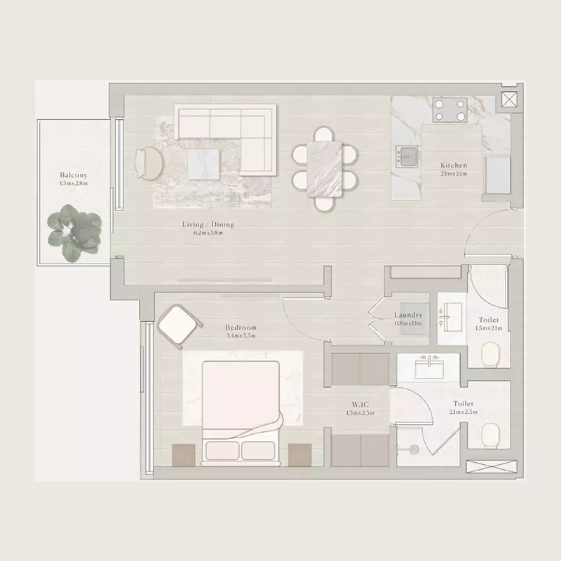 typeSize floor plan for Émerge Residences