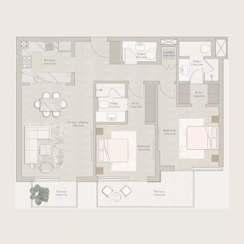 typeSize floor plan for Émerge Residences