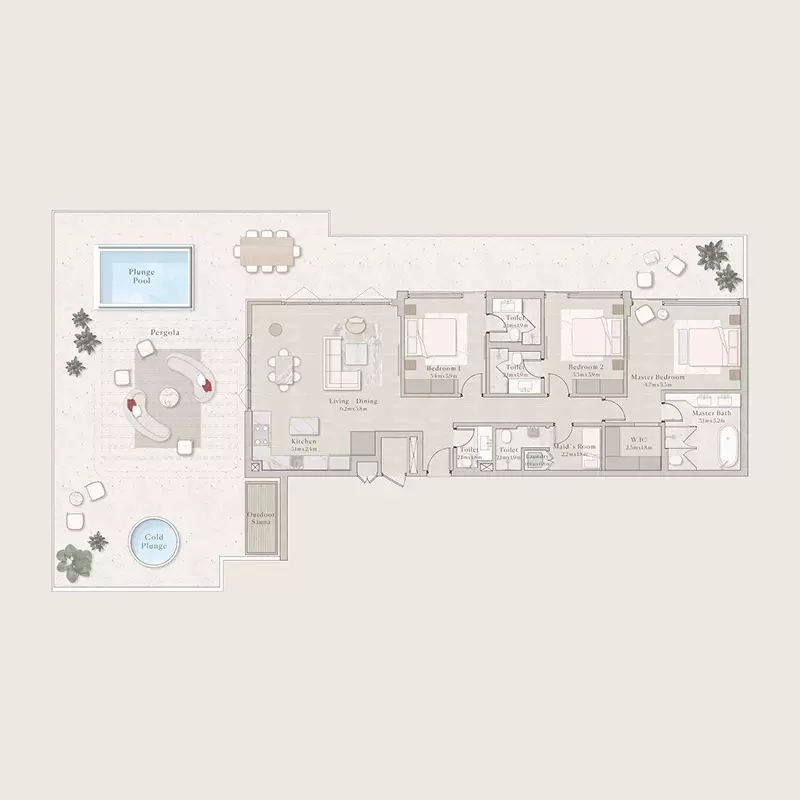 typeSize floor plan for Émerge Residences