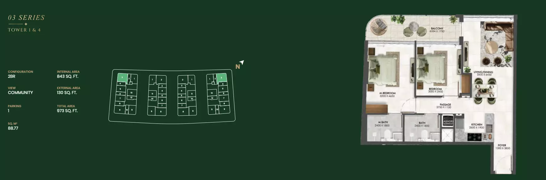 typeSize floor plan for Enchante