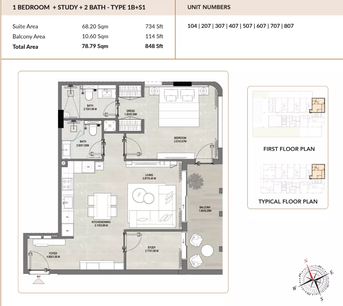 typeSize floor plan for Enso Amber