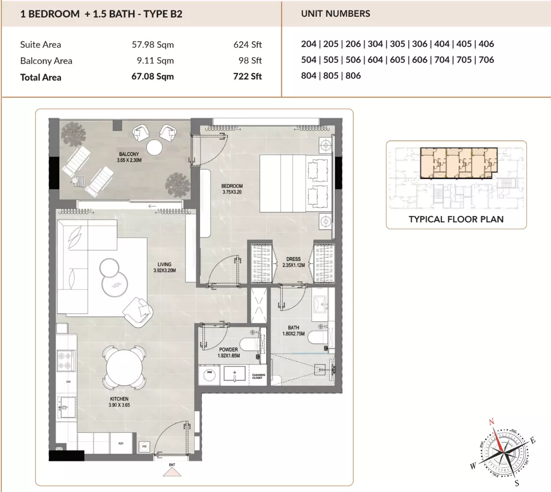 typeSize floor plan for Enso Amber