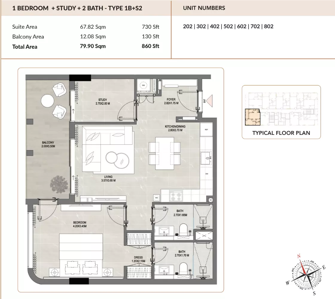 typeSize floor plan for Enso Amber