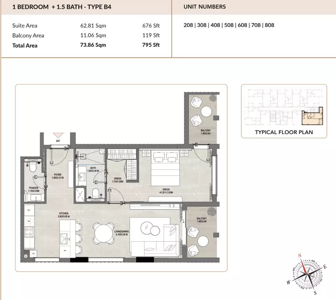 typeSize floor plan for Enso Amber