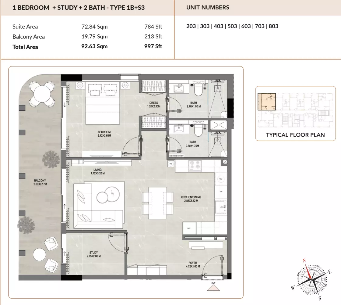 typeSize floor plan for Enso Amber