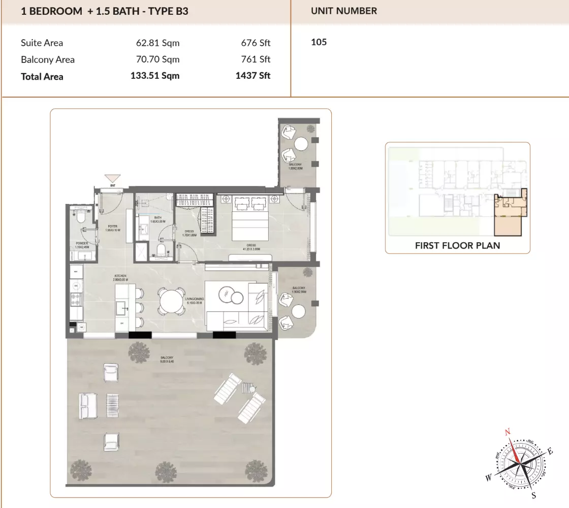 typeSize floor plan for Enso Amber