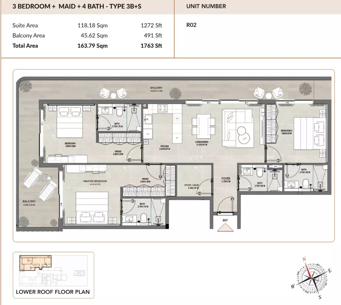 typeSize floor plan for Enso Amber