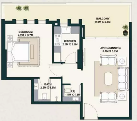 typeSize floor plan for Exotica by Al Marina