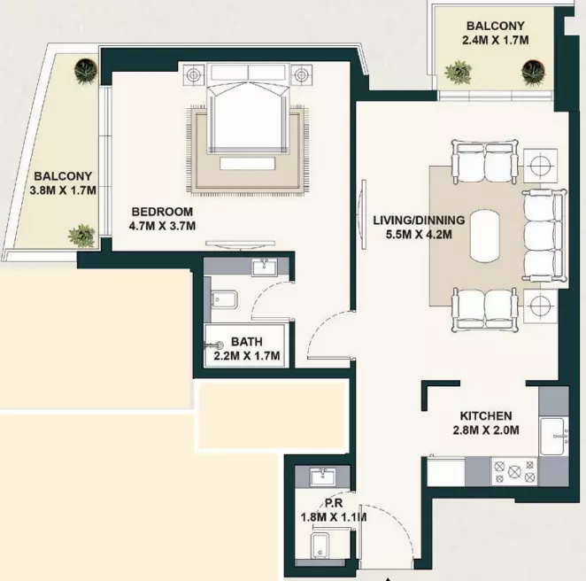 typeSize floor plan for Exotica by Al Marina