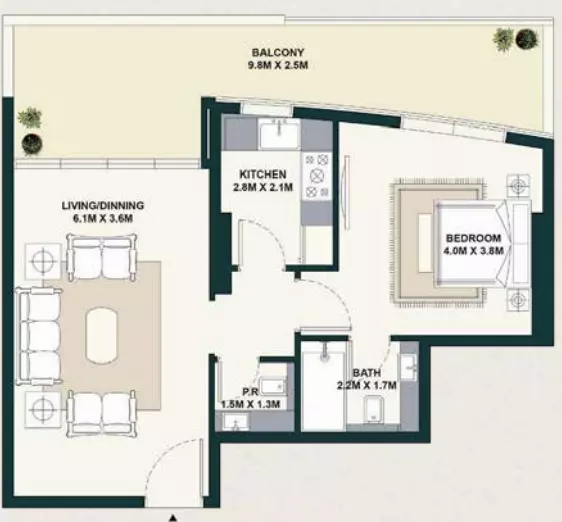 typeSize floor plan for Exotica by Al Marina