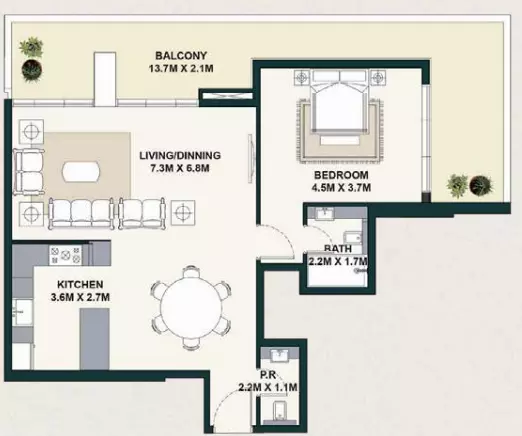 typeSize floor plan for Exotica by Al Marina
