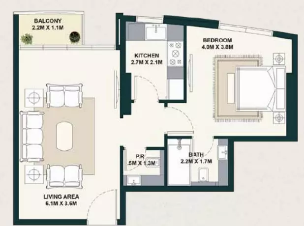typeSize floor plan for Exotica by Al Marina
