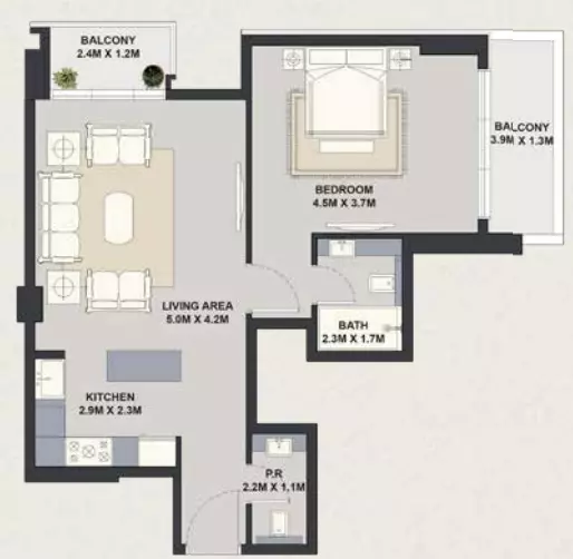 typeSize floor plan for Exotica by Al Marina