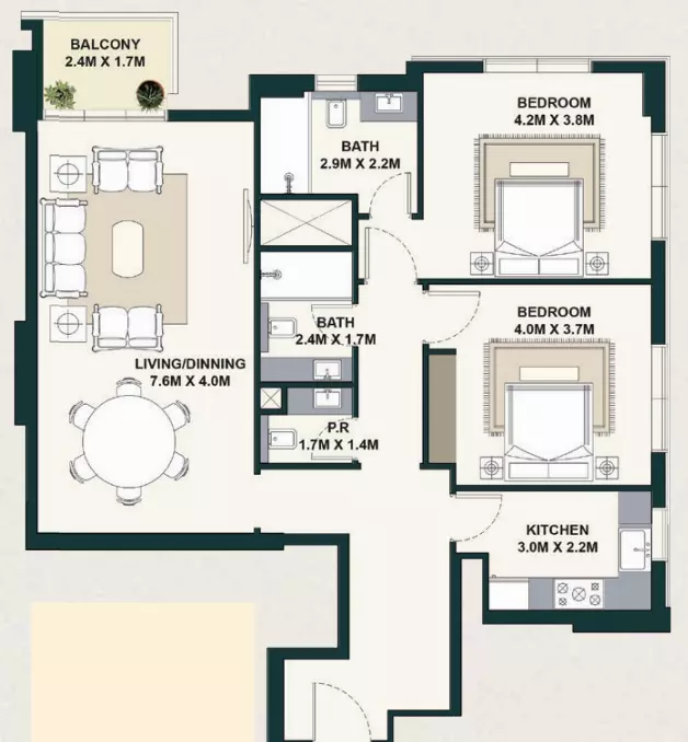 typeSize floor plan for Exotica by Al Marina