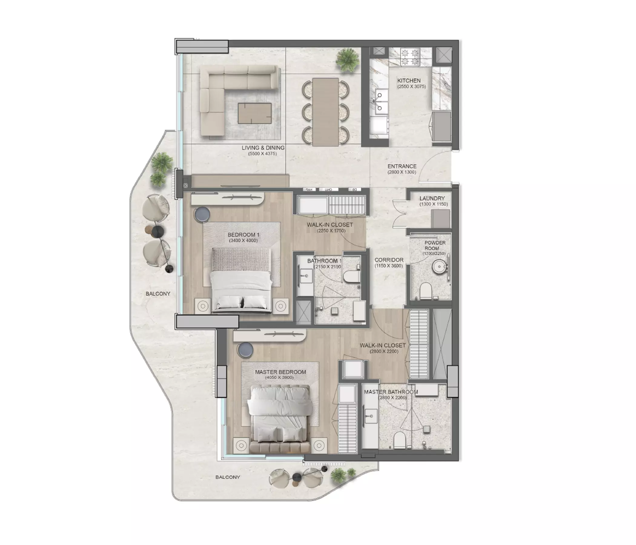 typeSize floor plan for Flora Isle