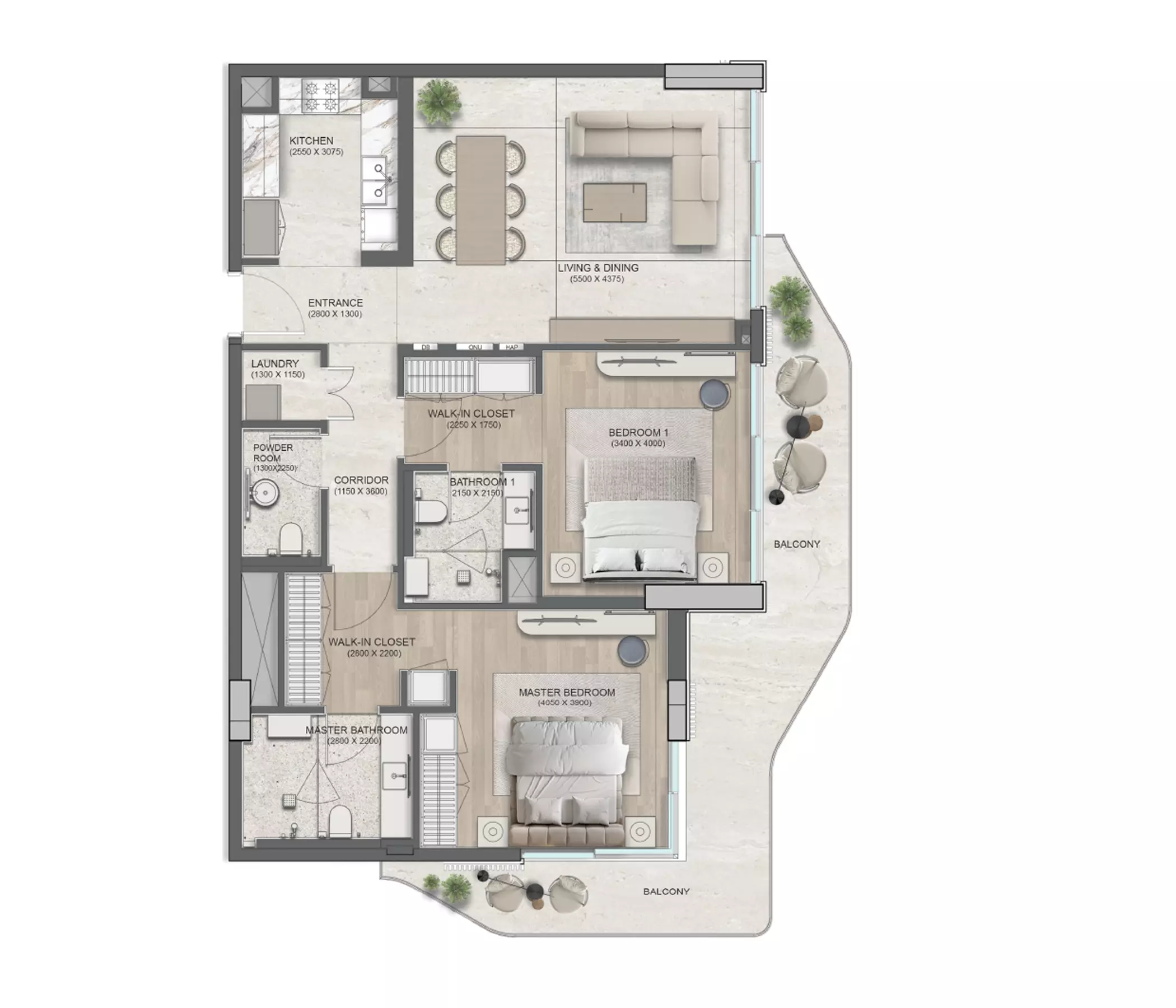 typeSize floor plan for Flora Isle