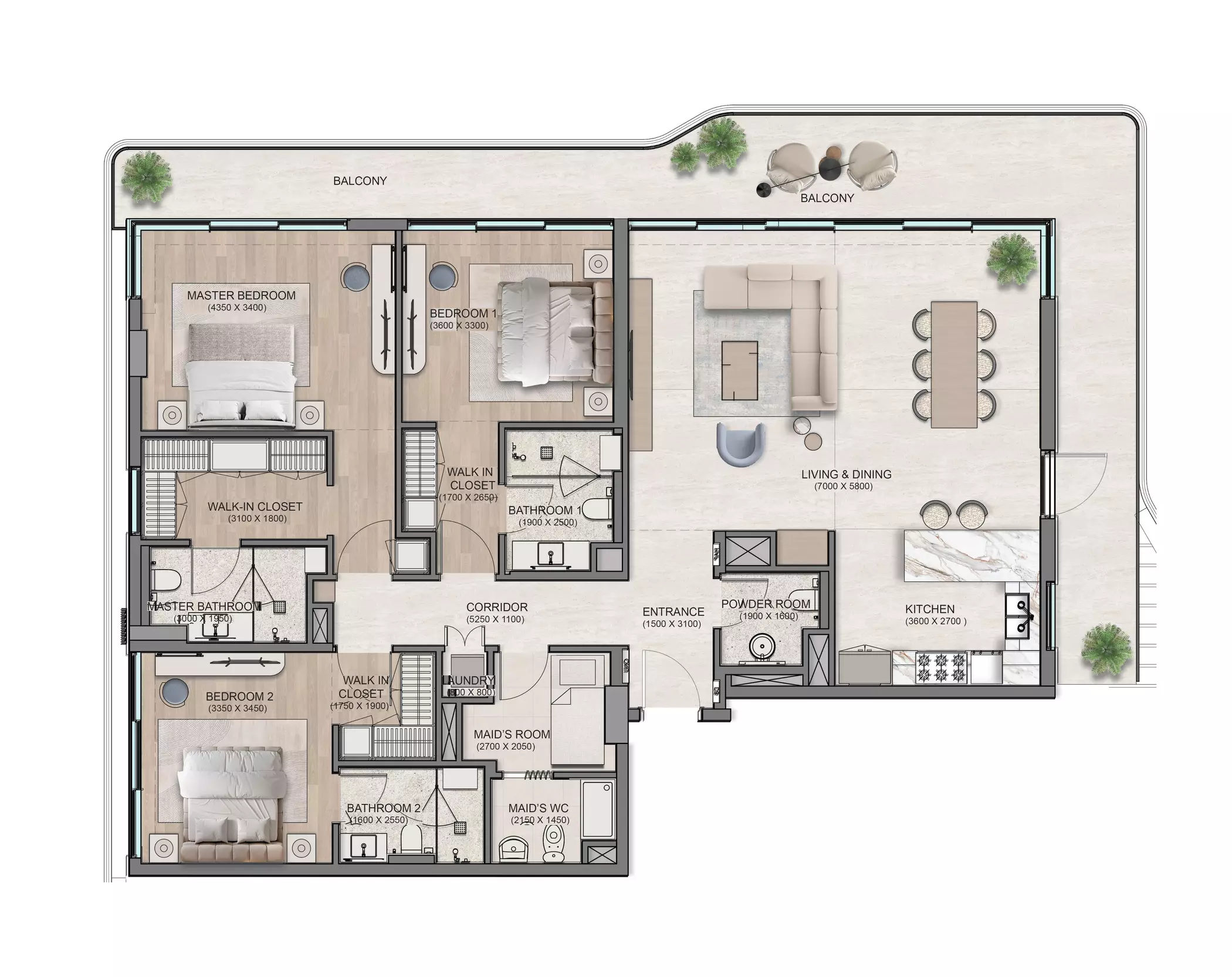 typeSize floor plan for Flora Isle