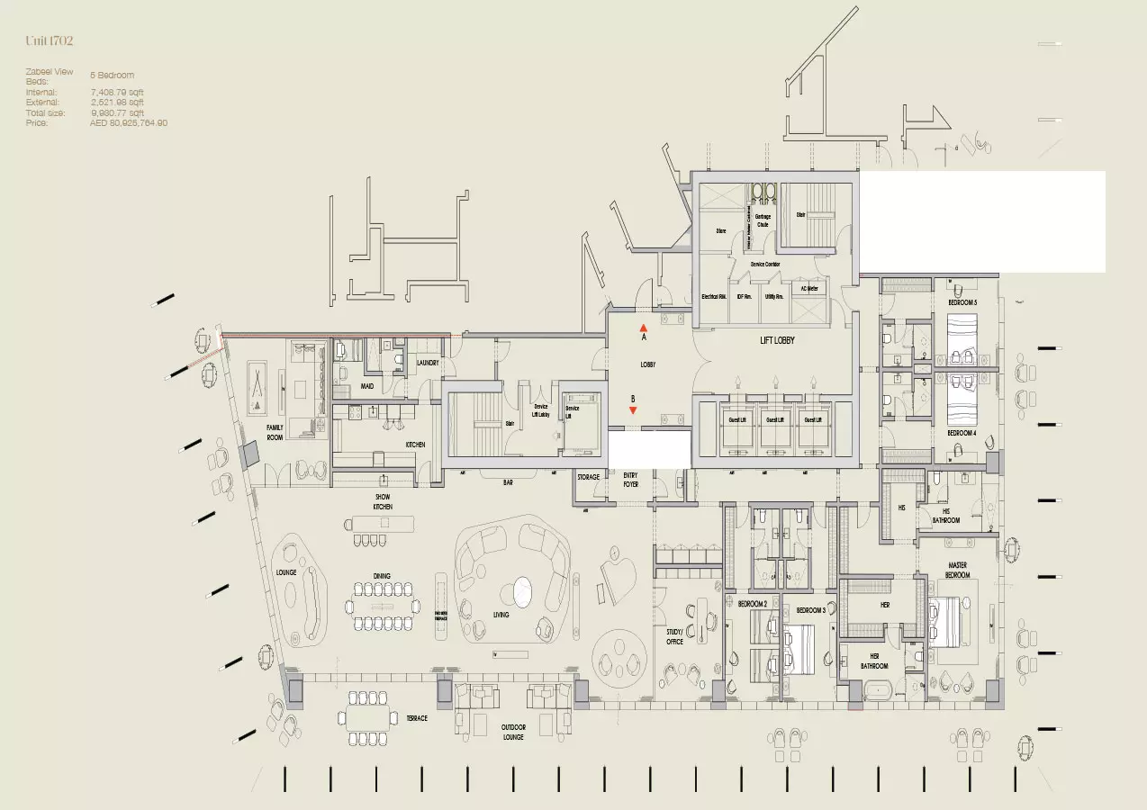 typeSize floor plan for Four Seasons Private Residences at DIFC