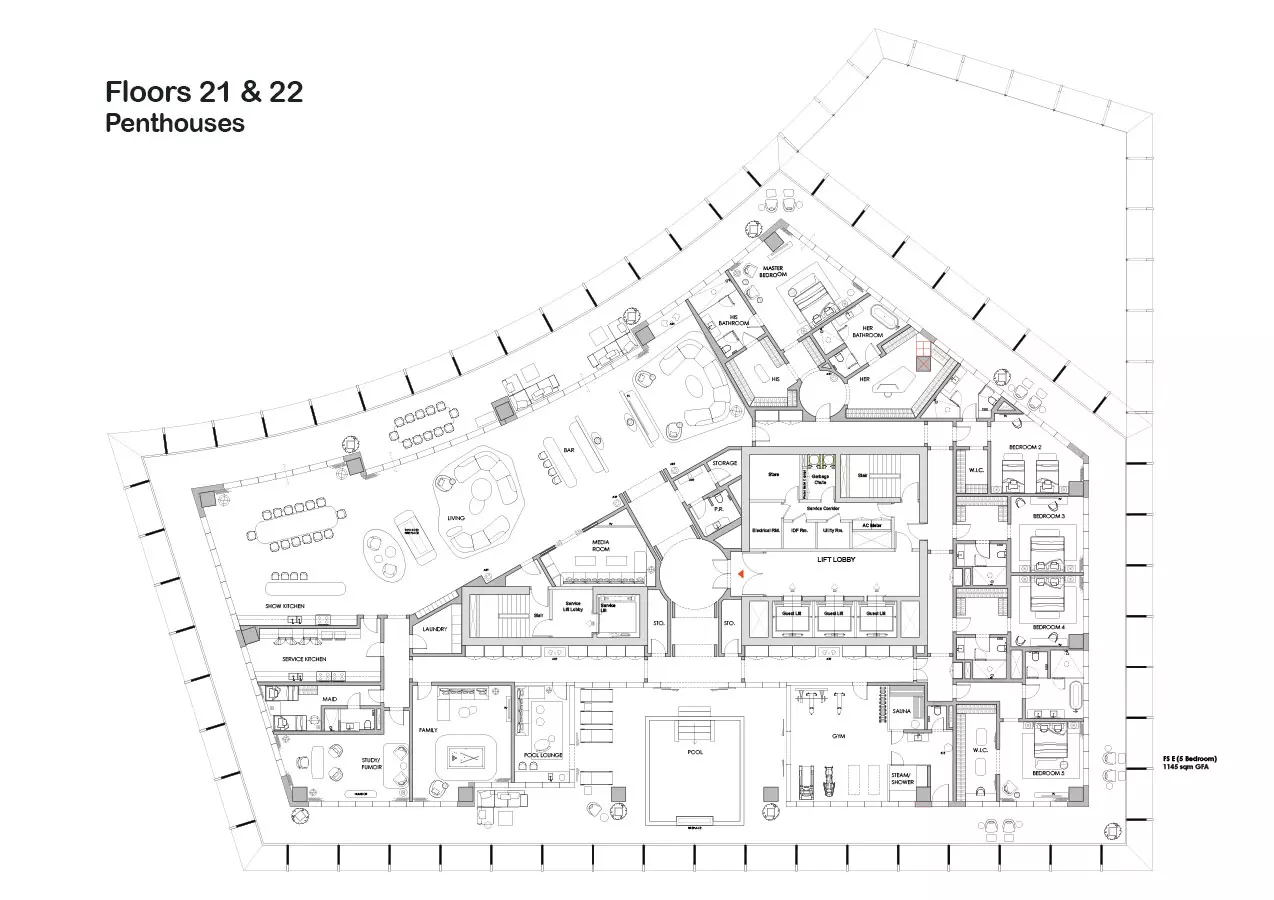 typeSize floor plan for Four Seasons Private Residences at DIFC