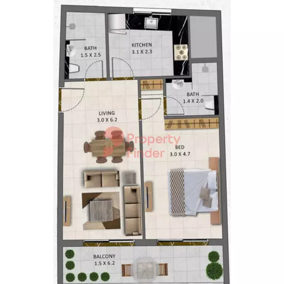 typeSize floor plan for Gardenia Livings