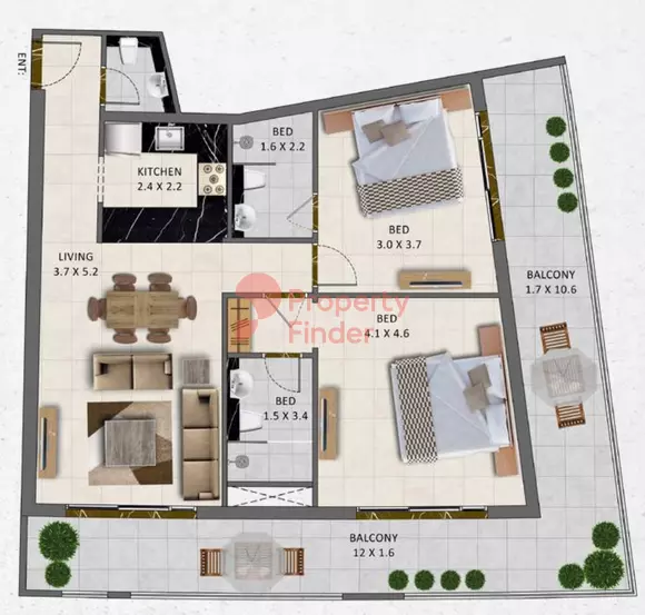 typeSize floor plan for Gardenia Livings