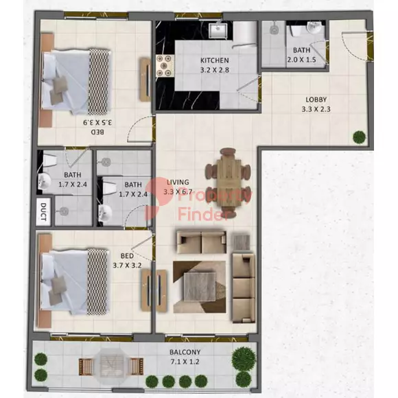 typeSize floor plan for Gardenia Livings