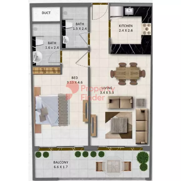 typeSize floor plan for Gardenia Livings