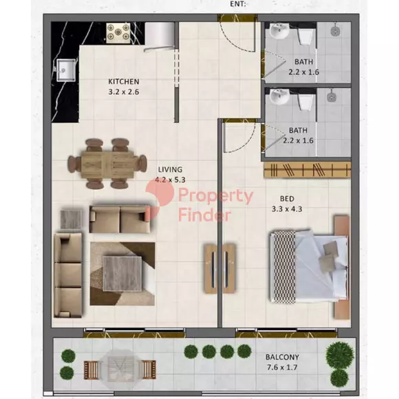 typeSize floor plan for Gardenia Livings
