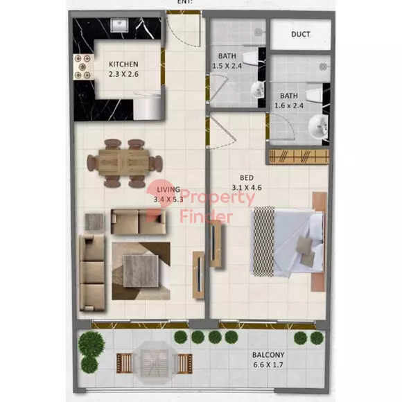 typeSize floor plan for Gardenia Livings