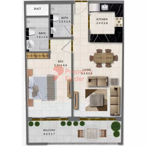 typeSize floor plan for Gardenia Livings