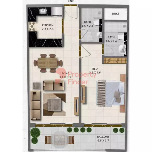 typeSize floor plan for Gardenia Livings