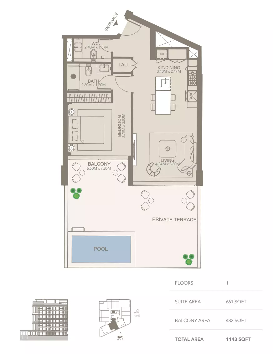 typeSize floor plan for Golf Grove