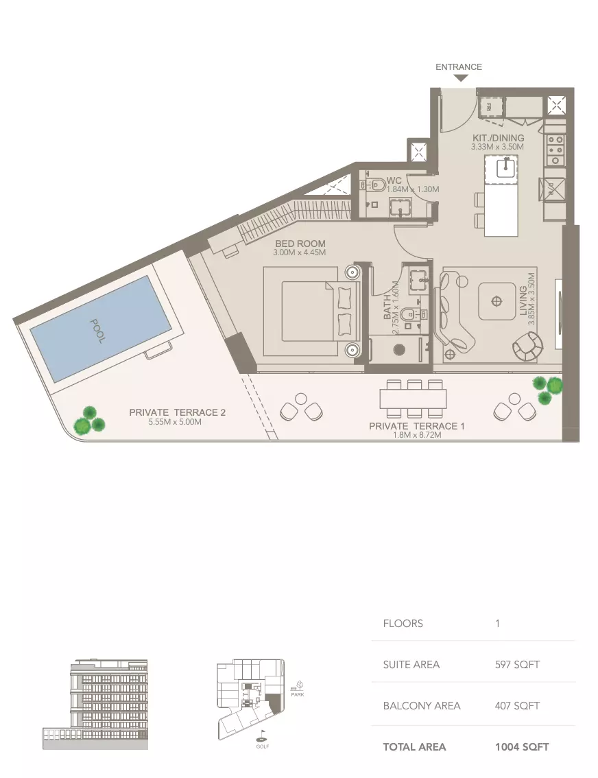 typeSize floor plan for Golf Grove